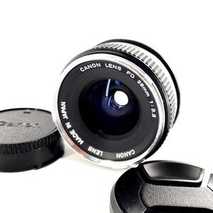 Canon FD 28mm f/3.5 Lens w/ Caps Tested & Works